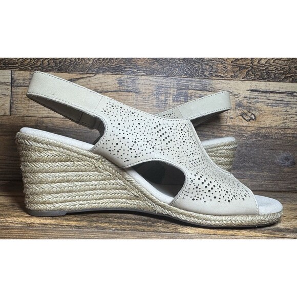 Clarks Lafley Rosen Pewter Sand Wedge Slingback Sandals Women’s 7.5 - Picture 6 of 11